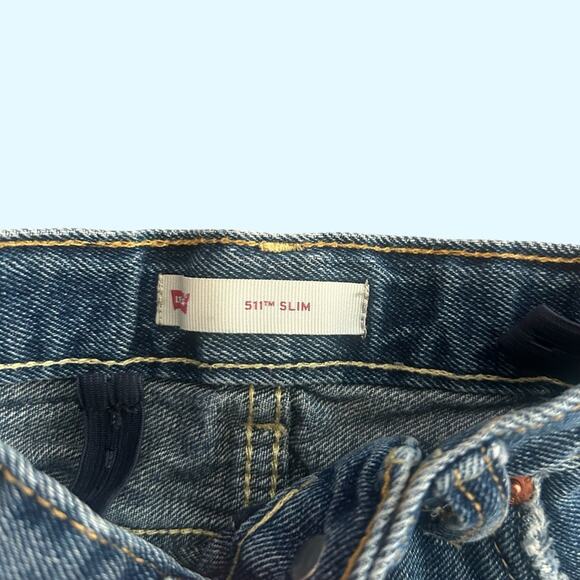 Boys 511 Slim Levi’s Jean Shorts Adjustable Long Distressed Size 4 - Picture 3 of 6